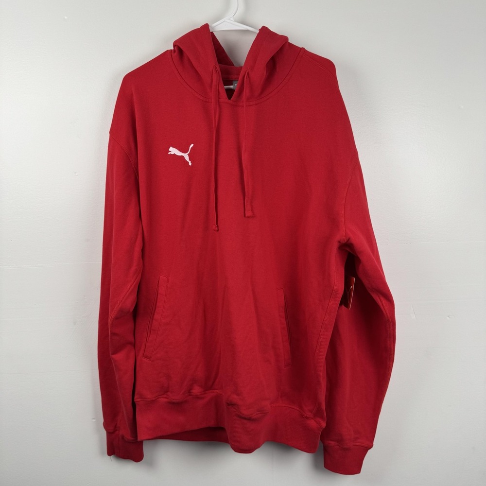 Puma Hoodie Mens 2XL Red Pullover Sweatshirt Big Logo Athletic Casual Streetwear